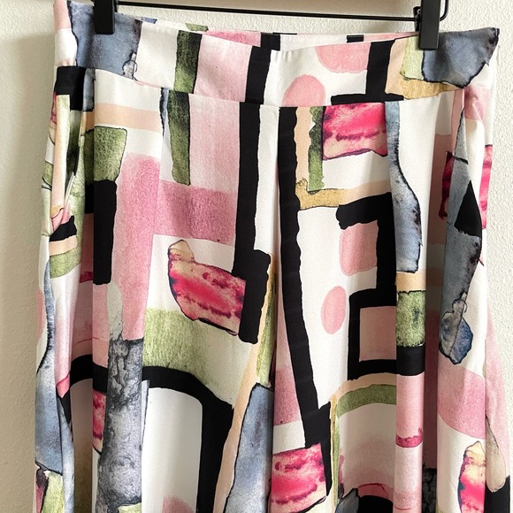 Colorful Geometric Abstract High Waisted Palazzo Pants Women’s Large NWOT - Picture 3 of 9